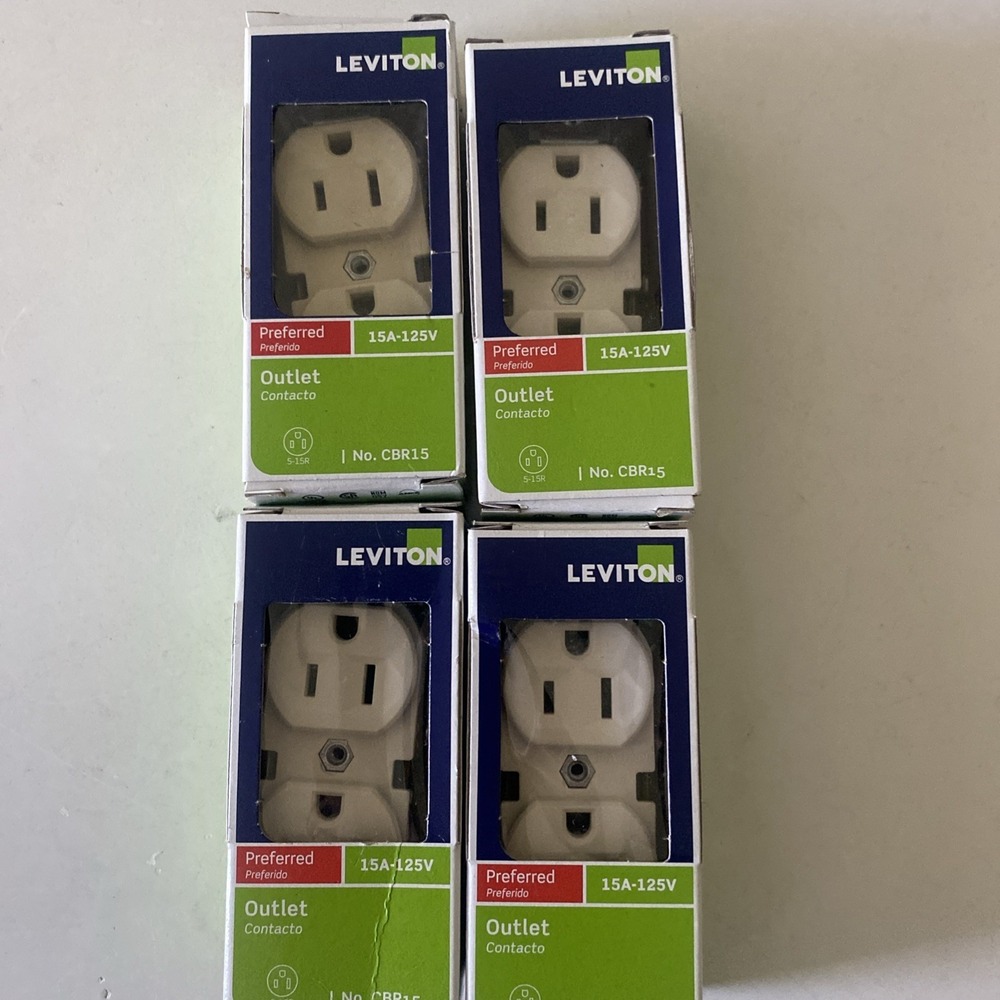 Lot of 4 Leviton CBR15-00T 15A 125V Light Almond Outlet 4.06 H x 1.35 W x 1.08 D